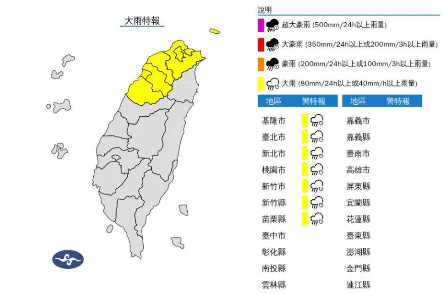 快訊/鋒面接近雨彈開炸！7縣市「大雨特報」　影響區域曝