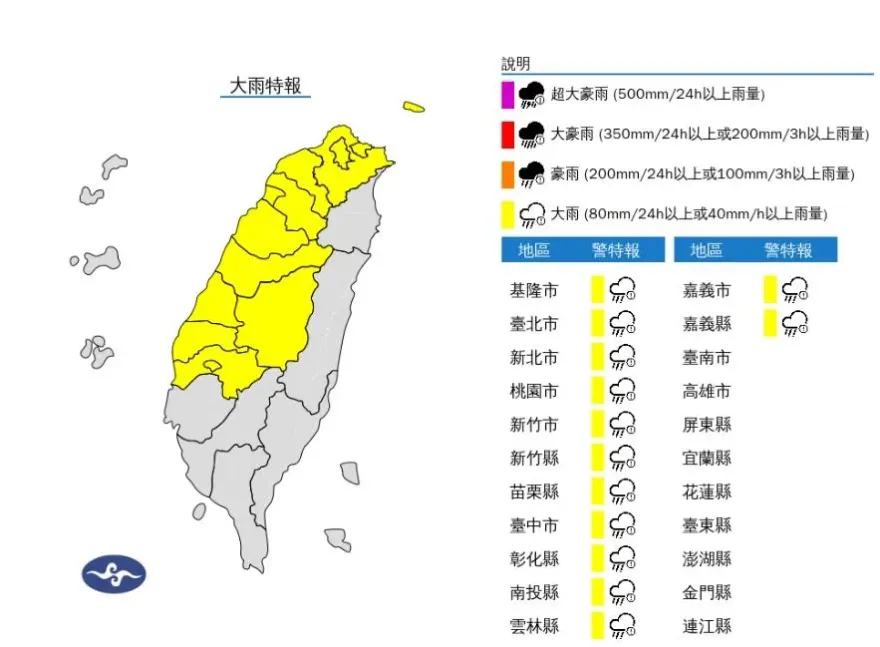 快訊/深夜不平靜！鋒面橫掃台灣防淹水　全台「13縣市」急發大雨特報