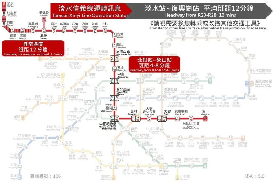 快訊/北捷淡水信義線突爆「軌道冒煙」！系統異常復興崗站採單線運轉