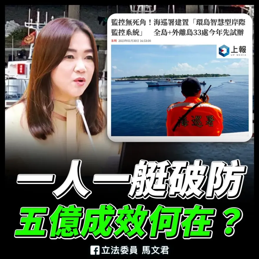 一人一艇破淡水河防！馬文君揭海巡署剛啟用5億元系統：不是懲處基層就能交代