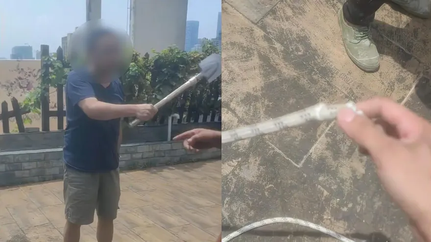 影/頂樓是我的！不滿工人外牆施工弄壞花圃　莽漢怒衝32樓「砍斷安全繩」