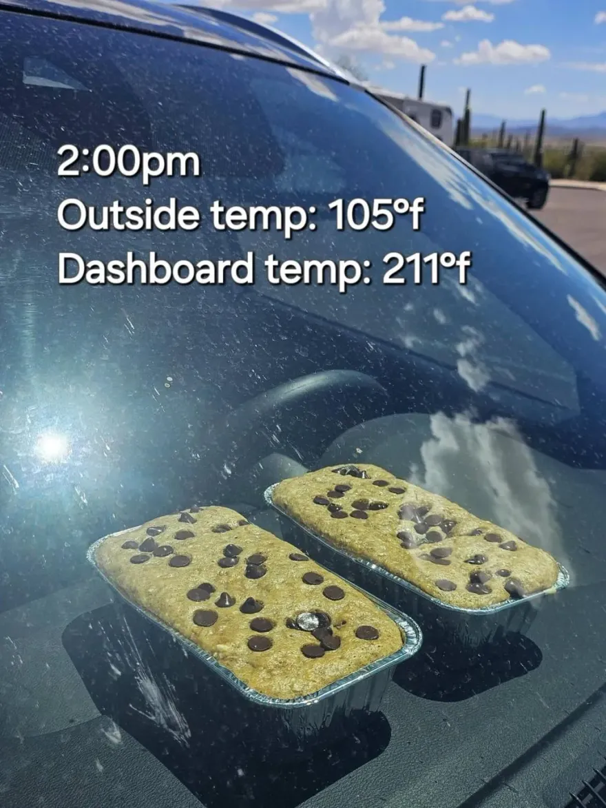 美國有多熱？車內溫度飆至99°C　4小時「烤出香蕉麵包」