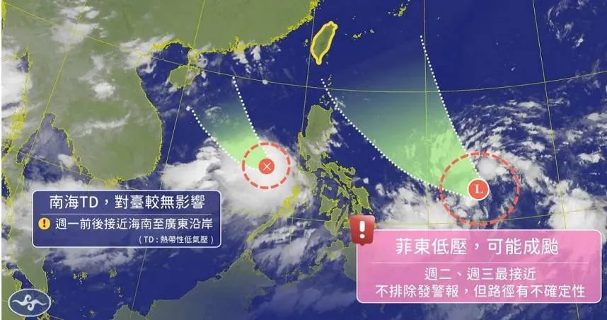 快訊／菲東低壓增強接近！最快這天接力形成「雙颱」　最新預設路徑曝
