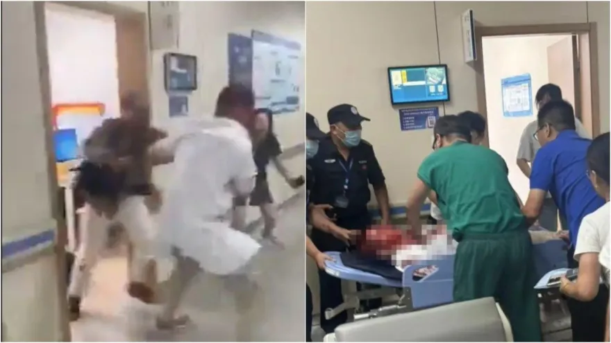 影/追殺畫面曝！病患家屬持刀闖診間狂捅　醫生滿臉鮮血不治…網曝「砍錯人」