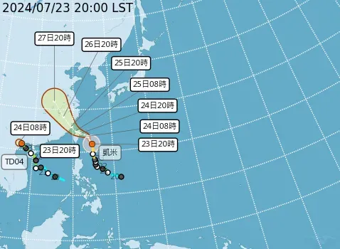 凱米颱風還會變強！台灣本島全納警戒區　7/24白天暴風範圍觸陸
