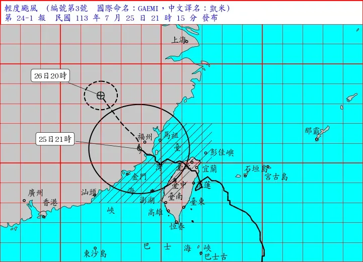凱米往西北移動！台灣明日清晨脫離暴風圈　中南部、澎湖防豪雨