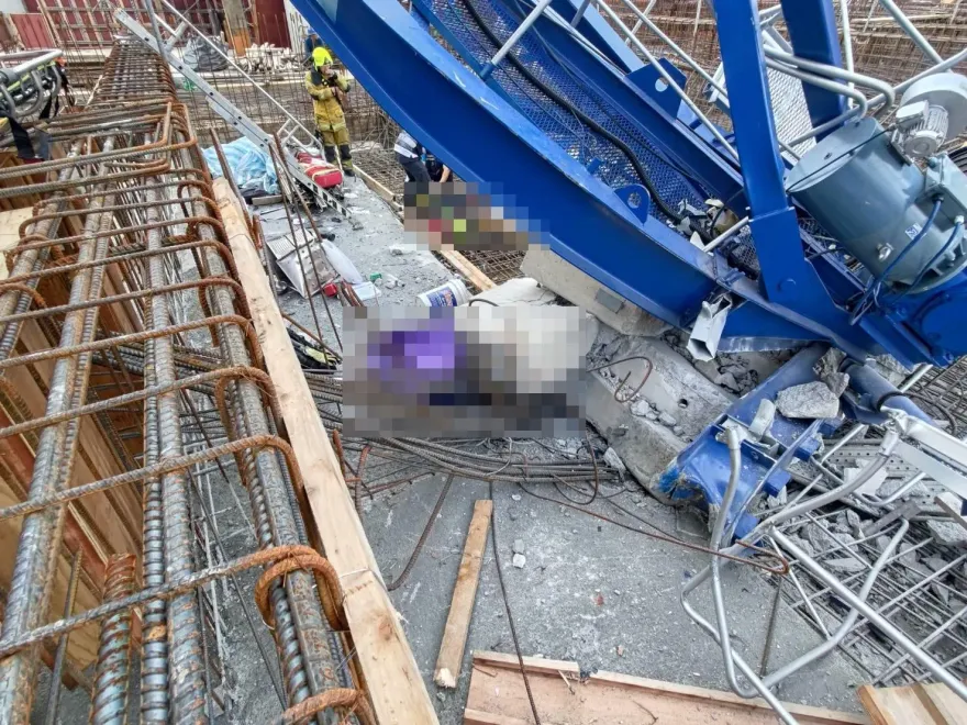 快訊/高雄三井工地「起重機吊臂掉落」1死1命危　遭勒令停工