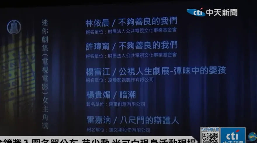 快訊/同劇相爭！林依晨、許瑋甯《不夠善良的我們》迷你劇雙女主入圍