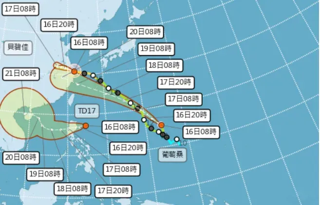蘇力最快明生成！與葡萄桑「雙颱共舞」　氣象署：不會有藤原效應