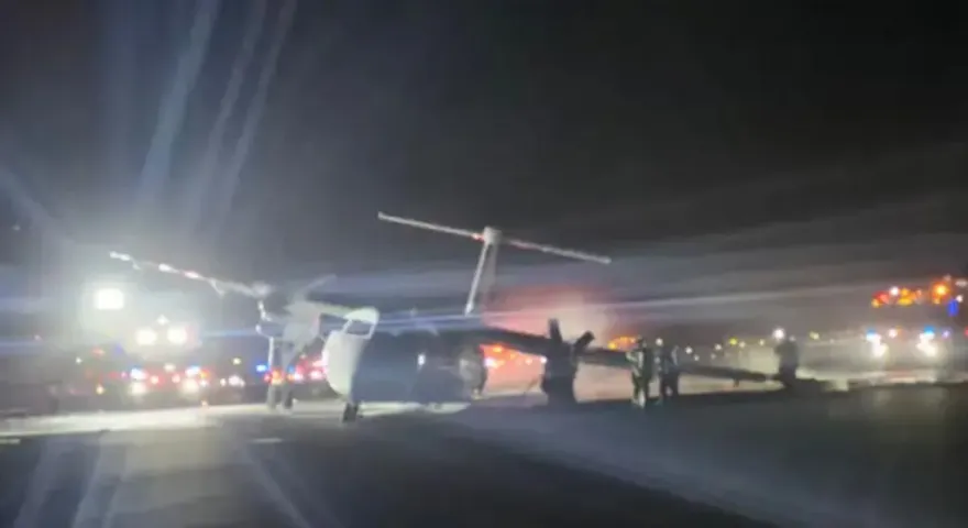 不只韓航鬧「機瘟」！加拿大客機也出事　降落偏離跑道起火「疑起落架故障」