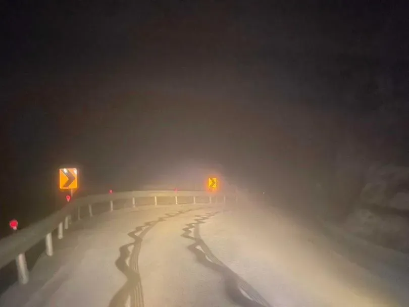 雪地三寶？駕駛未裝雪鏈硬上山　車痕「冷到發抖」打滑