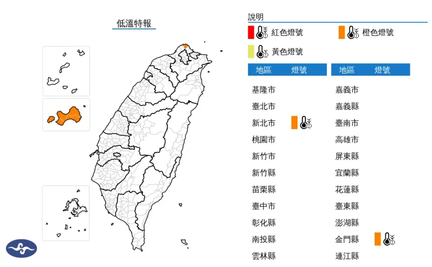 新北市、金門縣低溫特報！一路凍到明天