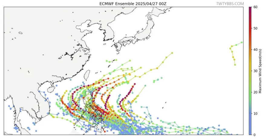 菲國東南海面「熱帶擾動99W發展中」恐成颱　路徑待觀察