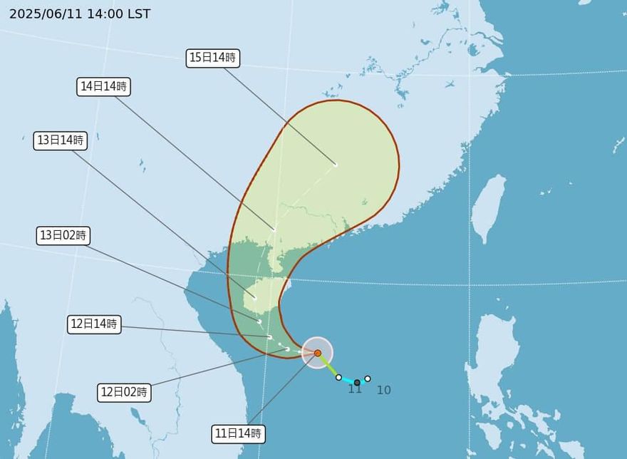 今年第1號颱風蝴蝶最新路徑曝光　預計13日登陸海南島