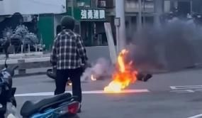 影/台中「加油站內活人燒起來！」 　竟是自焚尋短