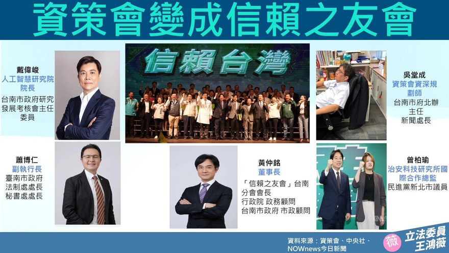 揭資策會淪信賴之友會　王鴻薇曝名單轟酬庸：用人只唯親