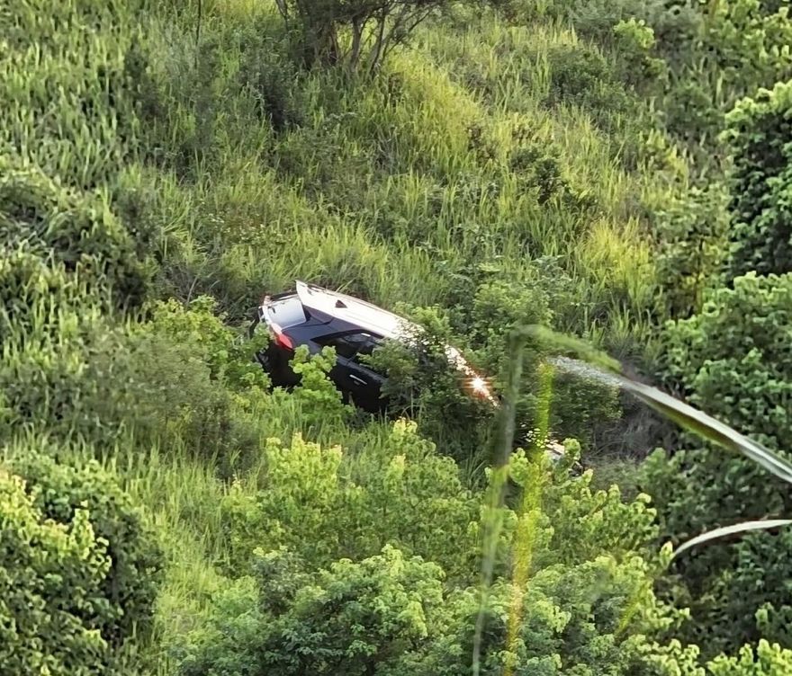 影/台中轎車衝落鰲峰山邊坡　網看畫面驚：怎麼開的