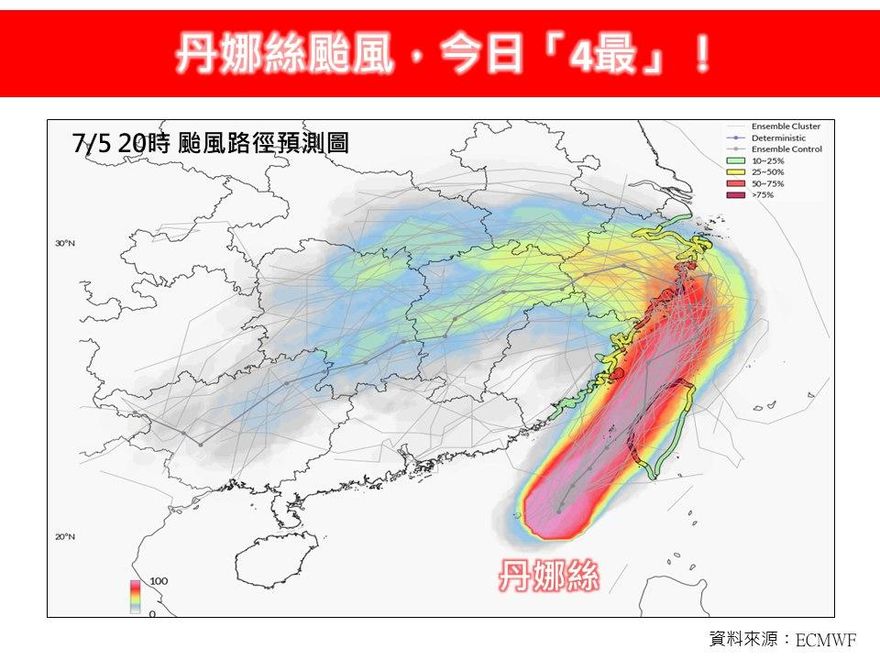 丹娜絲仍可能直接登陸台灣　林得恩：今強度達輕颱上限