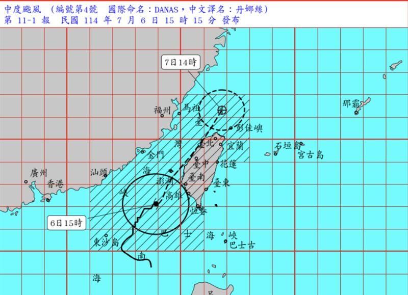 丹娜絲觸陸了！暴風圈貼著「台南、高雄、屏東」一路向北