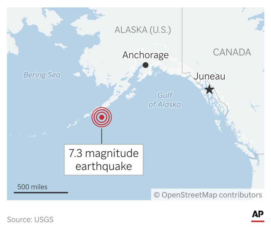 阿拉斯加外海規模7.3地震　海嘯警報已調降成預警