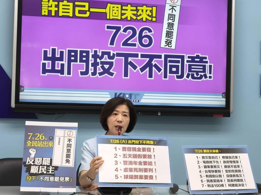 國民黨團籲726投不同意罷免　保障全民權益不被沒收