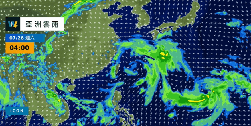 竹節草颱風減弱消散　中南部迎西南風降雨增多