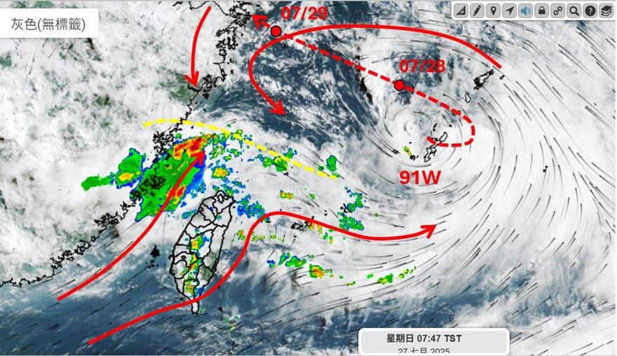 雨彈開炸！91W恐成颱「對台影響曝」　專家說話了
