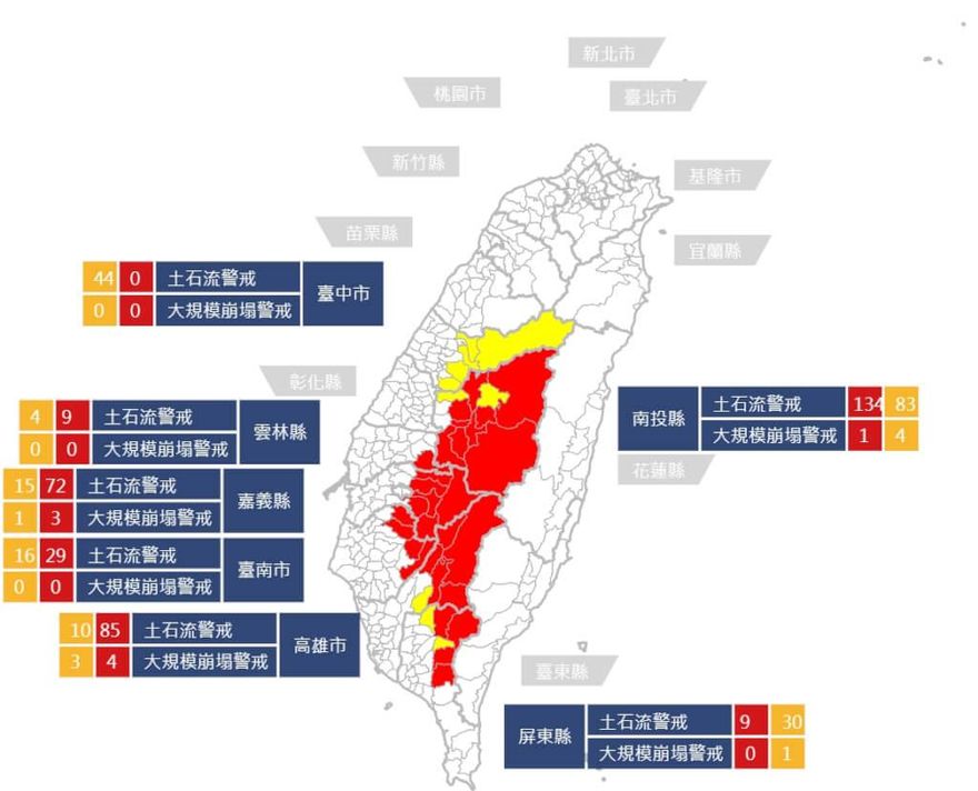 影/中南部豪雨摧殘山林　540條土石流潛勢溪流警戒