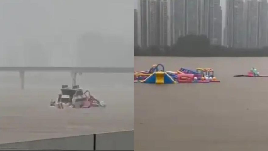 影/暴雨釀禍！開業3天就GG...廣東水上樂園被大水沖走
