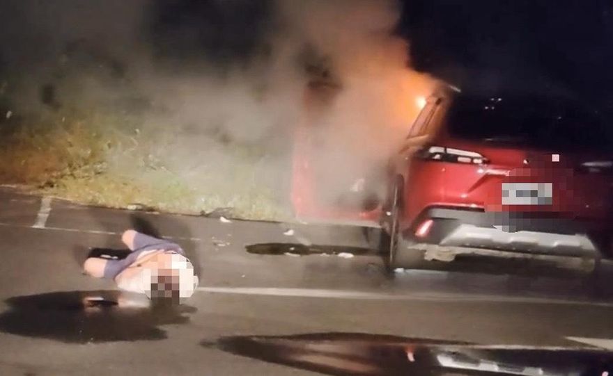 影/台南漁光島慘劇！失意男吃藥燒炭釀「全車狂燃」