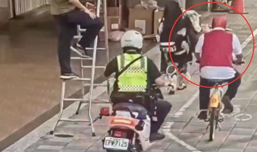 影/北市街頭驚見蜘蛛人騎Ubike　警攔車盤查