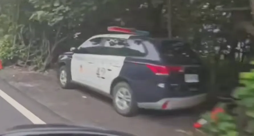 台東縣南迴公路出現警車隱蔽執法爭議。（圖／翻攝自台東縣議會YouTube）
