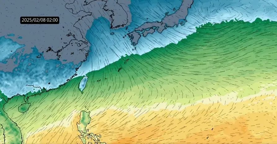 8日歐洲模式預測的地面氣溫和流場圖。（圖／翻攝賈新興臉書）