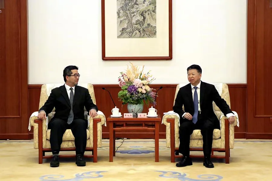 國民黨候任副主席蕭旭岑今天會見大陸國台辦主任宋濤。（圖取自國台辦官網）