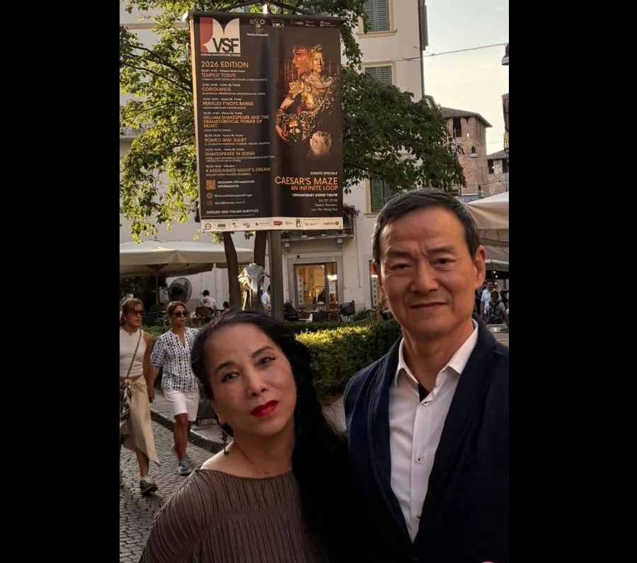 吳興國（右）赴義大利羅馬演出，妻子林秀偉（左）控文化部只補助3張機票。（圖／翻攝林秀偉臉書）