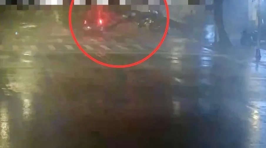 巨樹倒塌正好砸中路過休旅車。（圖／翻攝畫面）