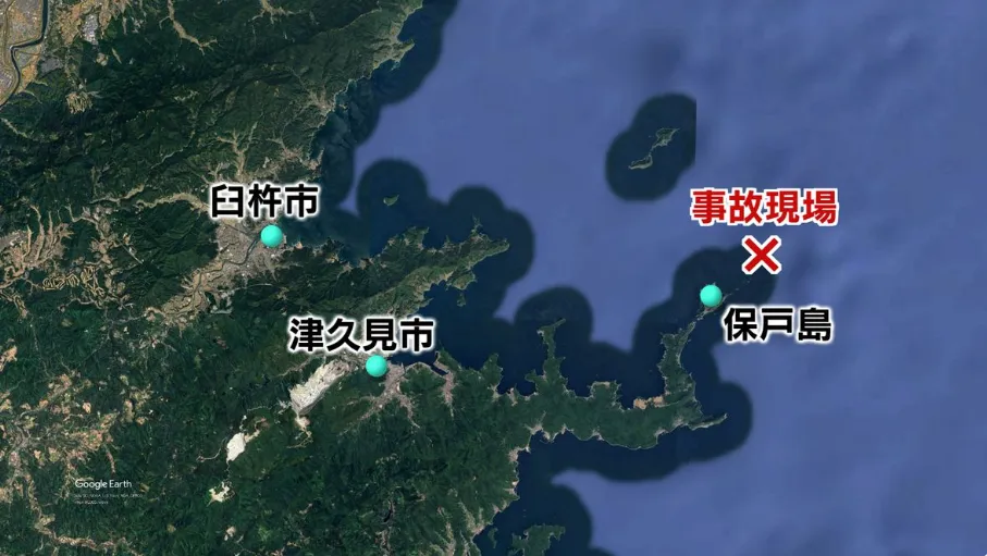大分縣近海發生遊艇與砂石運輸船碰撞事故。(圖/NNN)