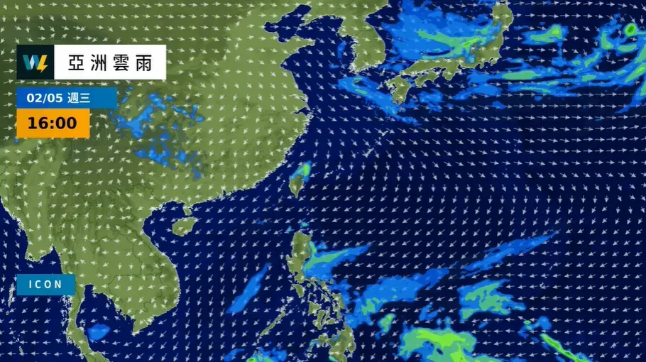 週三至週四華南雲系通過，預測北部及東部為陰有短暫陣雨天氣。（圖／翻攝自「天氣風險WeatherRisk」臉書）