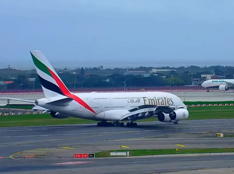 阿聯酋航空1架班機4日下午載著501名本國與外國遊客抵達桃園機場。（圖／中天新聞）