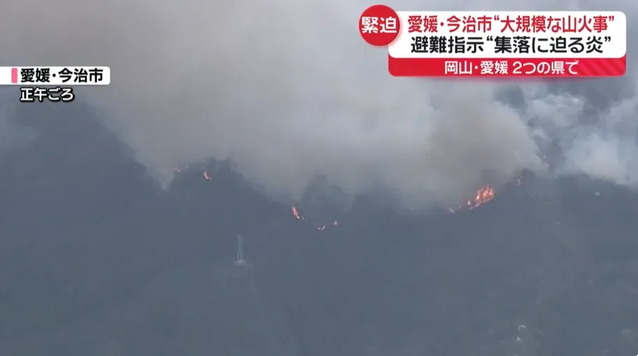 今治市向長澤、朝倉北、綠丘住宅區等地區的553戶家庭發出避難指示。(圖/NNN)