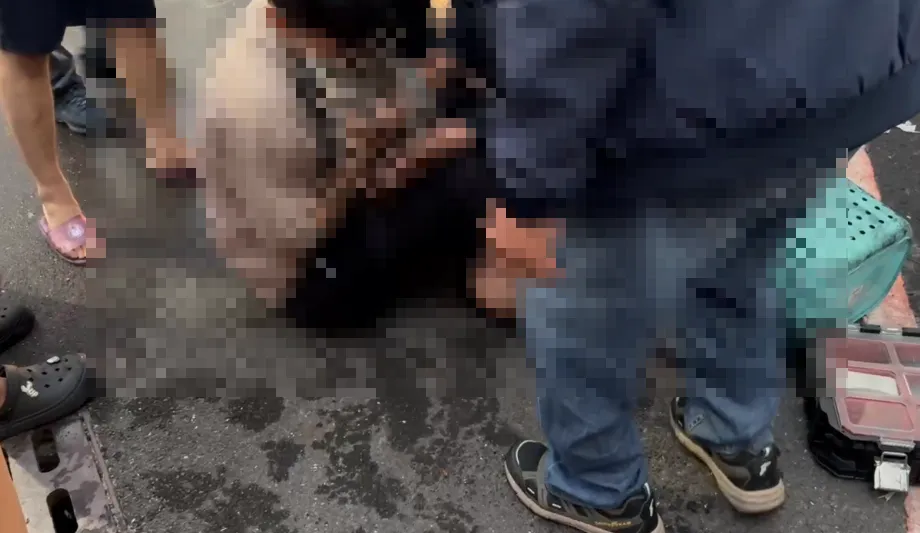 屋內一隻犬隻被救出時已奄奄一息,飼主抱著愛犬痛哭。(圖/翻攝畫面)