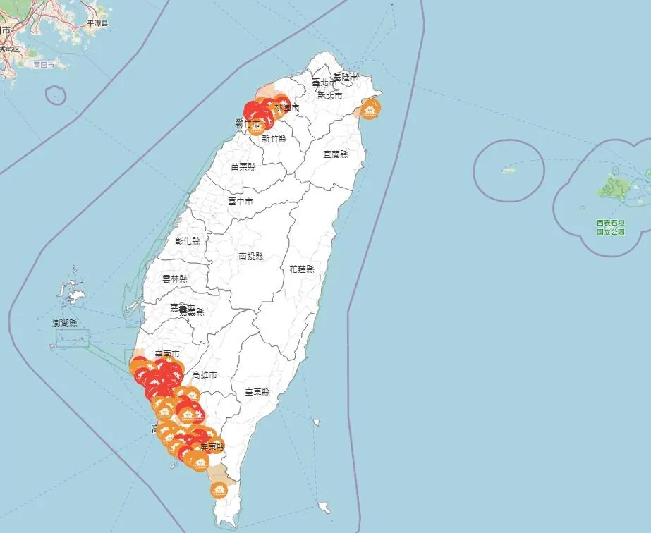 淹水警戒。(圖/翻攝自經濟部水利署)