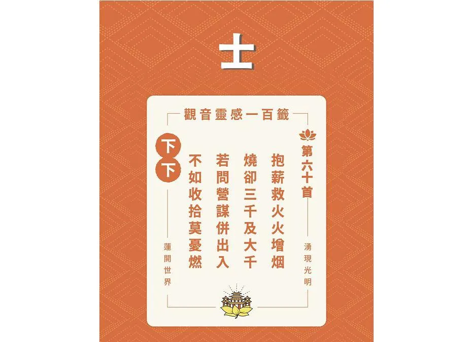 湧蓮寺國運籤「士籤」抽出下下籤。（圖／湧蓮寺臉書）