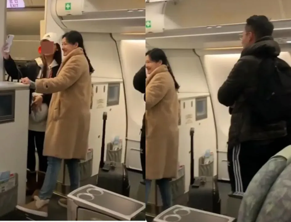 大S被瘋傳在飛機上與粉絲的「最後合照」，其實是3年前舊影片。（圖／翻攝自小紅書）