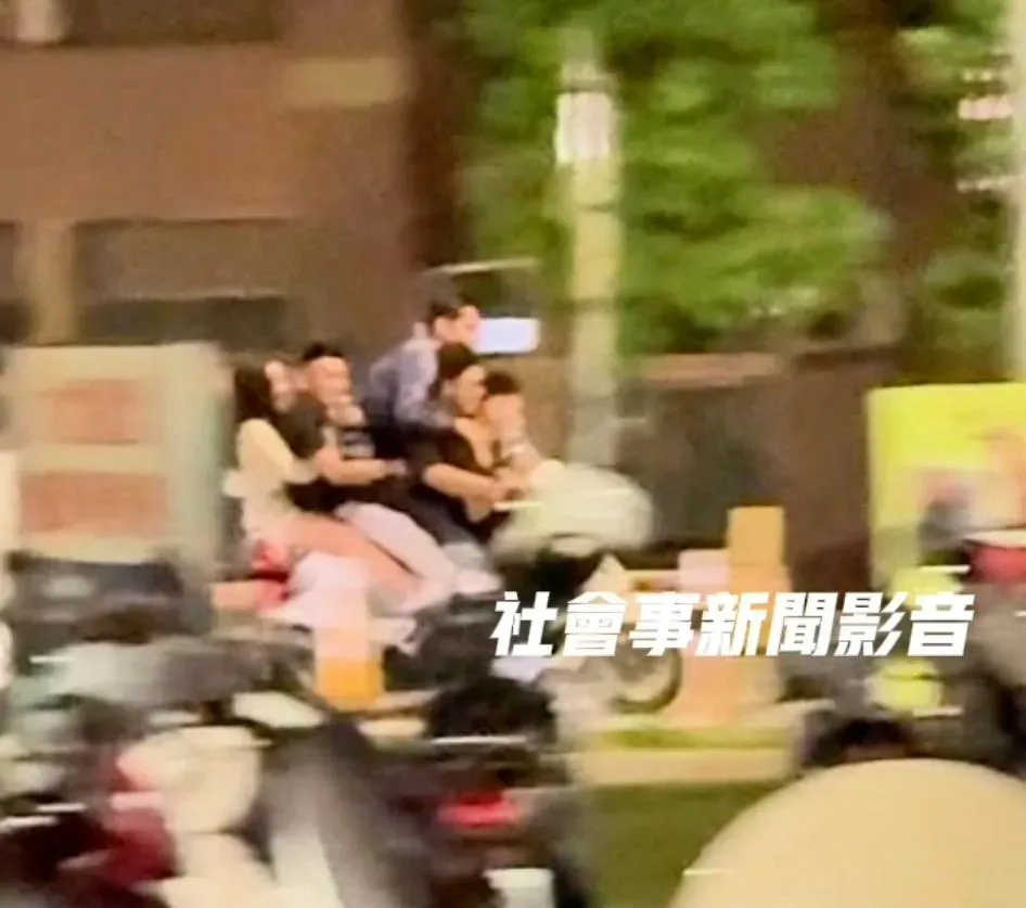 勤益科大校園內出現5人共騎一輛機車情景。(圖/翻攝社會事新聞影音)