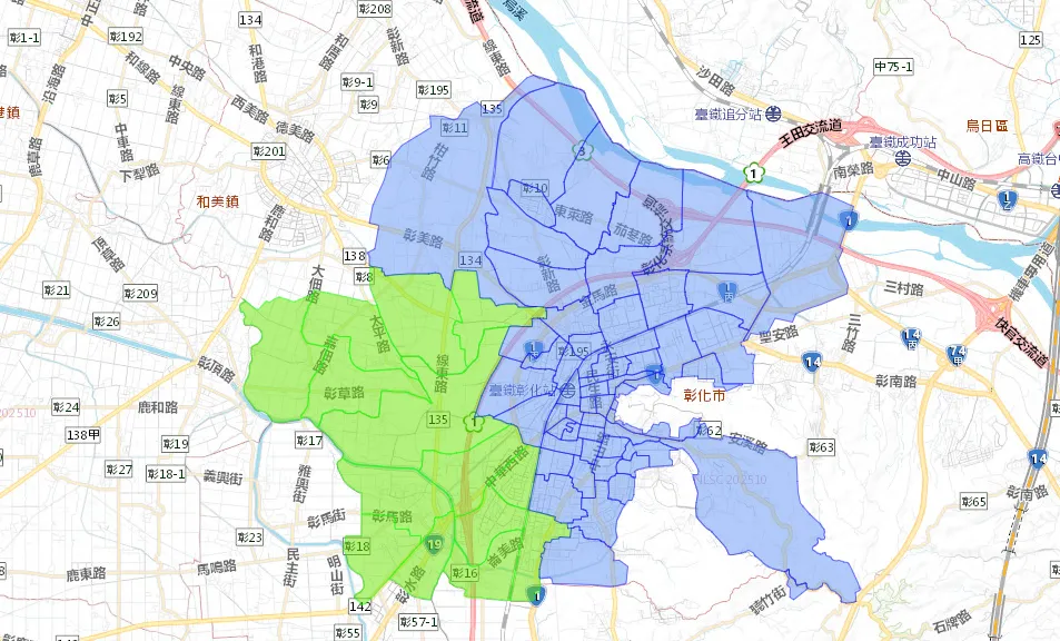 彰化市及和美鎮的停水區域。（圖／翻攝自台水官網）