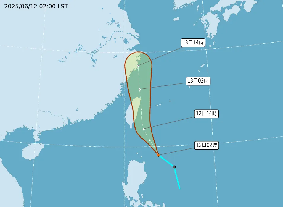 熱帶性低氣壓路徑潛勢預報。（圖／中央氣象署）