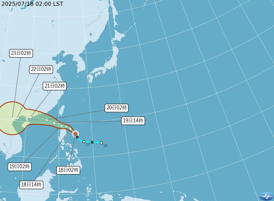 輕度颱風薇帕移動路徑。（圖／中央氣象署）