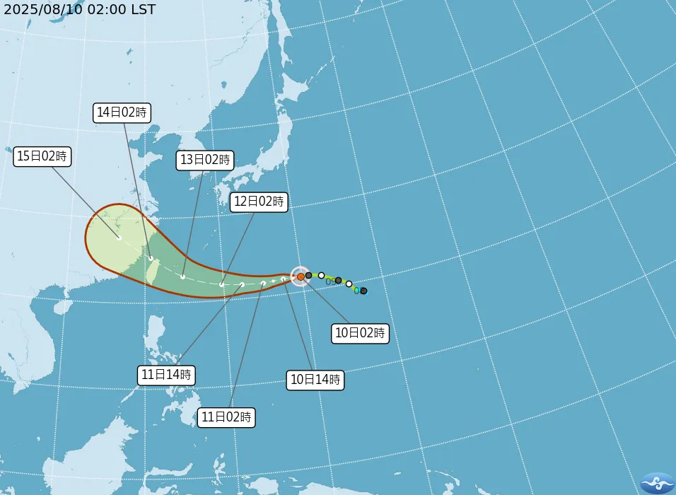 楊柳颱風估今天轉中颱。(圖/中央氣象署)