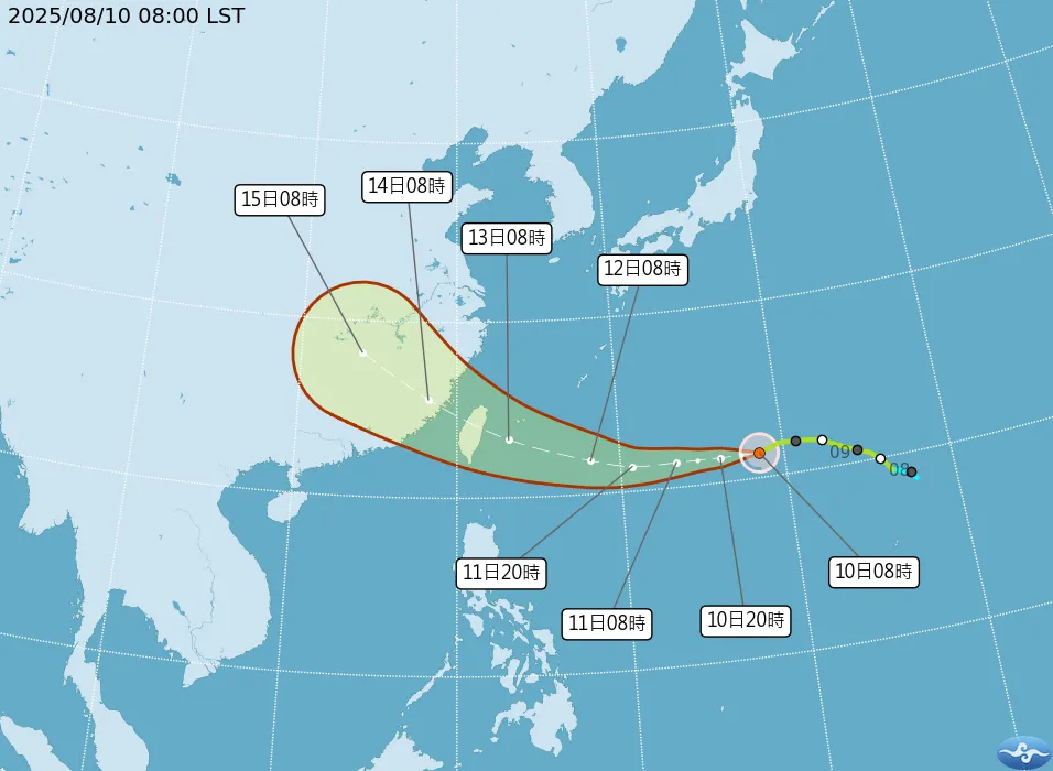 楊柳颱風襲台機會增加。（圖／中央氣象署）